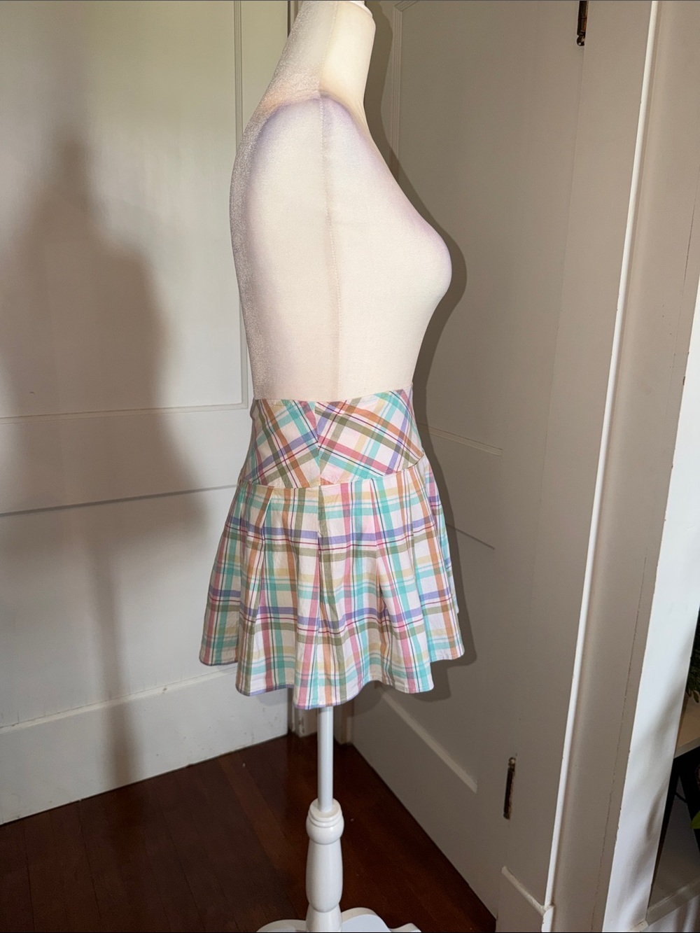 Juniors Necessary Objects Pastel Plaid Pleated Mini Skirt Vintage Millennial - Picture 3 of 6